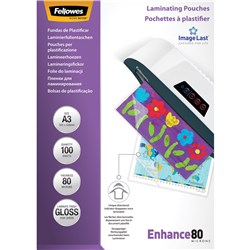 FELLOWES IMAGELAST LAMINATING POUCH A3 80 MICRON GLOSS PACK OF 100