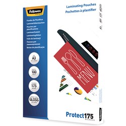 FELLOWES LAMINATING POUCH A3 175 MICRON GLOSS PACK OF 100
