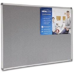 VISIONCHART FELT PINBOARD 1500X1200MM ALUMINIUM FRAME GREY