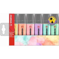 STABILO BOSS ORIGINAL HIGHLIGHTER CHISEL 2-5MM PASTEL ASSORTED WALLET OF 6