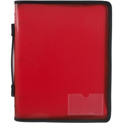 MARBIG ZIPPER BINDER WITH HANDLE A4 3 O-RING 25MM RED