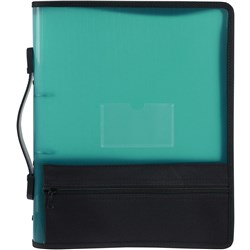 MARBIG ZIPPER BINDER WITH EXTRA STORAGE A4 2 O-RING 25MM GREEN