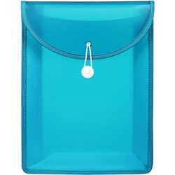 MARBIG DOCUMENT WALLET A4 TOP LOAD 65MM GUSSET AQUA