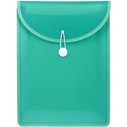 MARBIG DOCUMENT WALLET A4 TOP LOAD 65MM GUSSET SPEARMINT GREEN