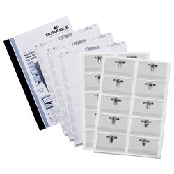 DURABLE NAME BADGE SET WITH CLIP AND INSERTS 54 X 90MM CLEAR PACK OF 20