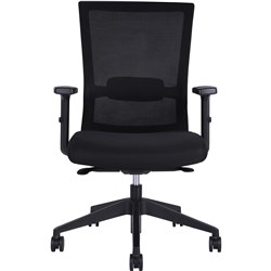 PORTLAND MESH BACK CHAIR MEDIUM BACK WITH ARMS BLACK