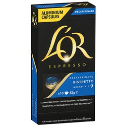 L'OR ESPRESSO COFFEE CAPSULES DECAFFEINATED RISTRETTO BOX OF 100
