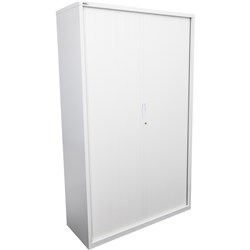 RAPIDLINE GO TAMBOUR DOOR CUPBOARD INCLUDES 5 SHELVES 1200W X 473D X 1981MMH WHITE