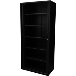 RAPIDLINE GO TAMBOUR DOOR CUPBOARD INCLUDES 5 SHELVES 1200W X 473D X 1981MMH BLACK