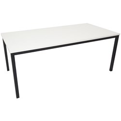 RAPIDLINE STEEL FRAME TABLE 1500W X 750D X 730MMH WHITE TOP BLACK FRAME