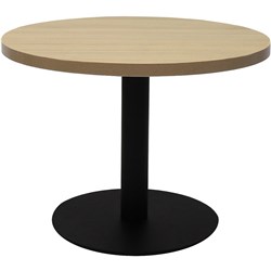 RAPIDLINE ESTILLO DISC BASE ROUND COFFEE TABLE 600D X 450MMH OAK TOP BLACK BASE