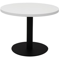 RAPIDLINE ESTILLO DISC BASE ROUND COFFEE TABLE 600D X 450MMH WHITE TOP BLACK BASE