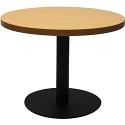 RAPIDLINE ESTILLO DISC BASE ROUND COFFEE TABLE 600D X 450MMH BEECH TOP BLACK BASE