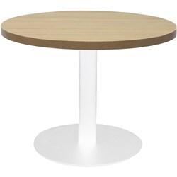 RAPIDLINE ESTILLO DISC BASE ROUND COFFEE TABLE 600D X 450MMH OAK TOP WHITE BASE