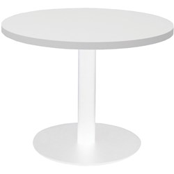 RAPIDLINE ESTILLO DISC BASE ROUND COFFEE TABLE 600D X 450MMH WHITE TOP WHITE BASE