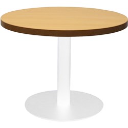 RAPIDLINE ESTILLO DISC BASE ROUND COFFEE TABLE 600D X 450MMH BEECH TOP WHITE BASE