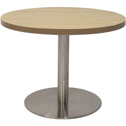 RAPIDLINE ESTILLO DISC BASE ROUND COFFEE TABLE 600D X 450MMH OAK SILVER BASE