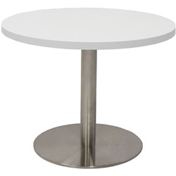 RAPIDLINE ESTILLO DISC BASE ROUND COFFEE TABLE 600D X 450MMH WHITE SILVER BASE