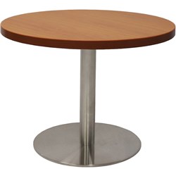 RAPIDLINE ESTILLO DISC BASE ROUND COFFEE TABLE 600D X 450MMH CHERRY TOP SILVER BASE