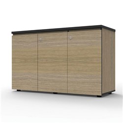 RAPIDLINE INFINITY SWING 3 DOOR CUPBOARD 1200W X 450D X 730MMH OAK WITH BLACK EDGE