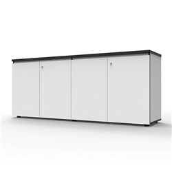RAPIDLINE INFINITY SWING 4 DOOR CUPBOARD 1800W X 450D X 730MMH WHITE WITH BLACK EDGE
