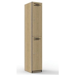 RAPIDLINE INFINITY MELAMINE 2 DOOR LOCKER 305WX455DX1850MMH OAK WITH BLACK EDGING