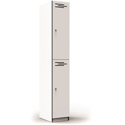 RAPIDLINE INFINITY MELAMINE 2 DOOR LOCKER 305WX455DX1850MMH WHITE WITH BLACK EDGING
