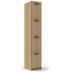 RAPIDLINE INFINITY MELAMINE 4 DOOR LOCKER 305WX455DX1850MMH OAK WITH BLACK EDGING