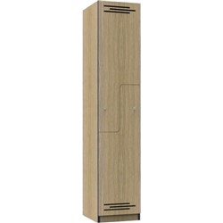 RAPIDLINE MELAMINE LOCKER 2 STEP DOOR 380W X 455D X 1850MMH OAK/BLACK EDGING