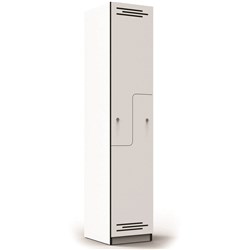 RAPIDLINE MELAMINE LOCKER 2 STEP DOOR 380W X 455D X 1850MMH WHITE/BLACK EDGING