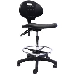 RAPIDLINE LABORATORY DRAFTING STOOL MOULDED POLYURETHANE HEIGHT ADJUSTABLE BLACK