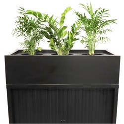 RAPIDLINE GO TAMBOUR PLANTER BOX 1200W X 473D X 230MMH INCLUDES DRIP TRAY BLACK