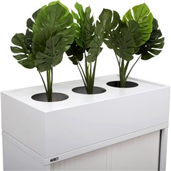 RAPIDLINE GO TAMBOUR PLANTER BOX 1200W X 473D X 230MMH INCLUDES DRIP TRAY WHITE