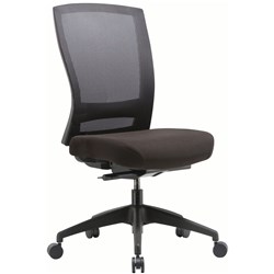 BURO MENTOR MESH BACK TASK CHAIR NYLON BASE NO ARMS BLACK FABRIC SEAT MESH BACK