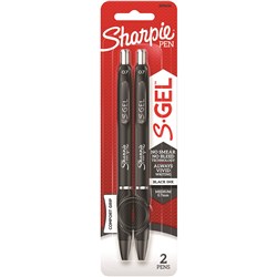 SHARPIE GEL PEN RETRACTABLE 0.7MM BLACK PACK OF 2