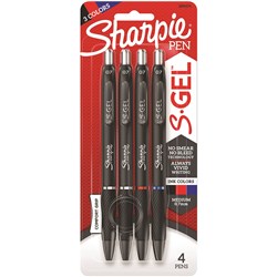 SHARPIE GEL PEN RETRACTABLE 0.7MM BUSINESS ASSORTED PACK OF 4