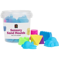EC SENSORY SAND MOULDS ASSORTED COLOURS & MOULDS SET OF 15