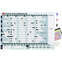 SASCO FINANCIAL YEAR WALL PLANNER 870 X 610MM YEAR TO VIEW GREY