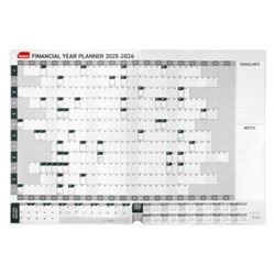 Sasco Financial Year Wall Planner 870 X 610mm Year To View Grey