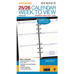 DEBDEN FINANCIAL YEAR PERSONAL DAYPLANNER 96 X 172MM REFILL WEEK TO VIEW