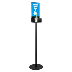 DEFLECTO HAND SANITISER STAND SINGLE SIDE DISPLAY A4 BLACK