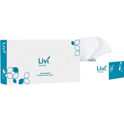 LIVI ESSENTIALS FACIAL TISSUES PREMIUM HYPOALLERGENIC 2 PLY 100 SHEETS