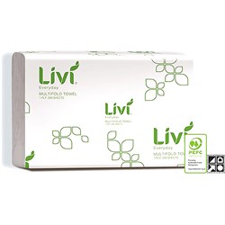 LIVI EVERYDAY HAND TOWEL MULTIFOLD 1 PLY 200 SHEETS BOX OF 20