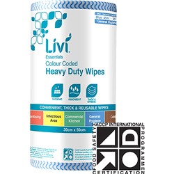 LIVI ESSENTIALS COMMERCIAL WIPES 90 SHEETS BLUE CARTON OF 4