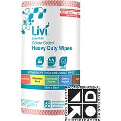 LIVI ESSENTIALS COMMERCIAL WIPES 90 SHEETS RED CARTON OF 4