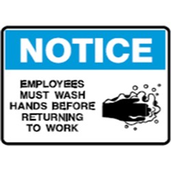 Brady Safety Sign Notice Wash Hands Before Returning To Work (Picto) 600W x 450mmH Poly