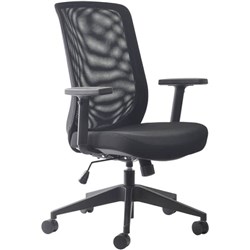BURO MONDO GENE TASK OFFICE CHAIR WITH ARMS BLACK MESH BACK AND FABRIC SEAT