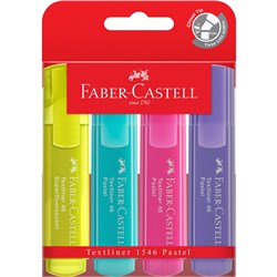 FABER-CASTELL TEXTLINER HIGHLIGHTER PASTEL ASSORTED PACK OF 4