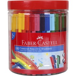 FABER-CASTELL CONNECTOR PEN COLOUR MARKERS ASSORTED TUB OF 100