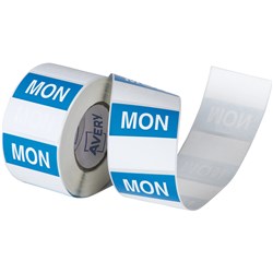AVERY FOOD ROTATION SQUARE LABEL 40MM MONDAY BLUE ROLL OF 500